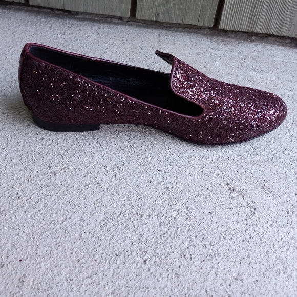 M. Gemi The Parma Loafer Burgundy  Glitter Smoking  Slipper - Picture 6 of 8